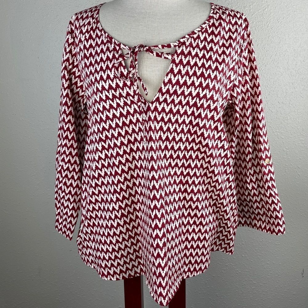 NWT Isabella’s Closet Red & Cream Blouse Top